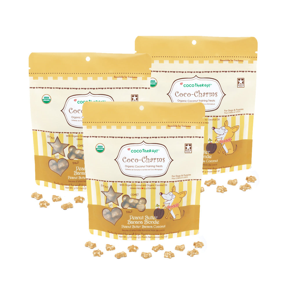 Coco-Charms Training Treats Peanut Butter Banana Blondie - Organic Training Treat for dogs