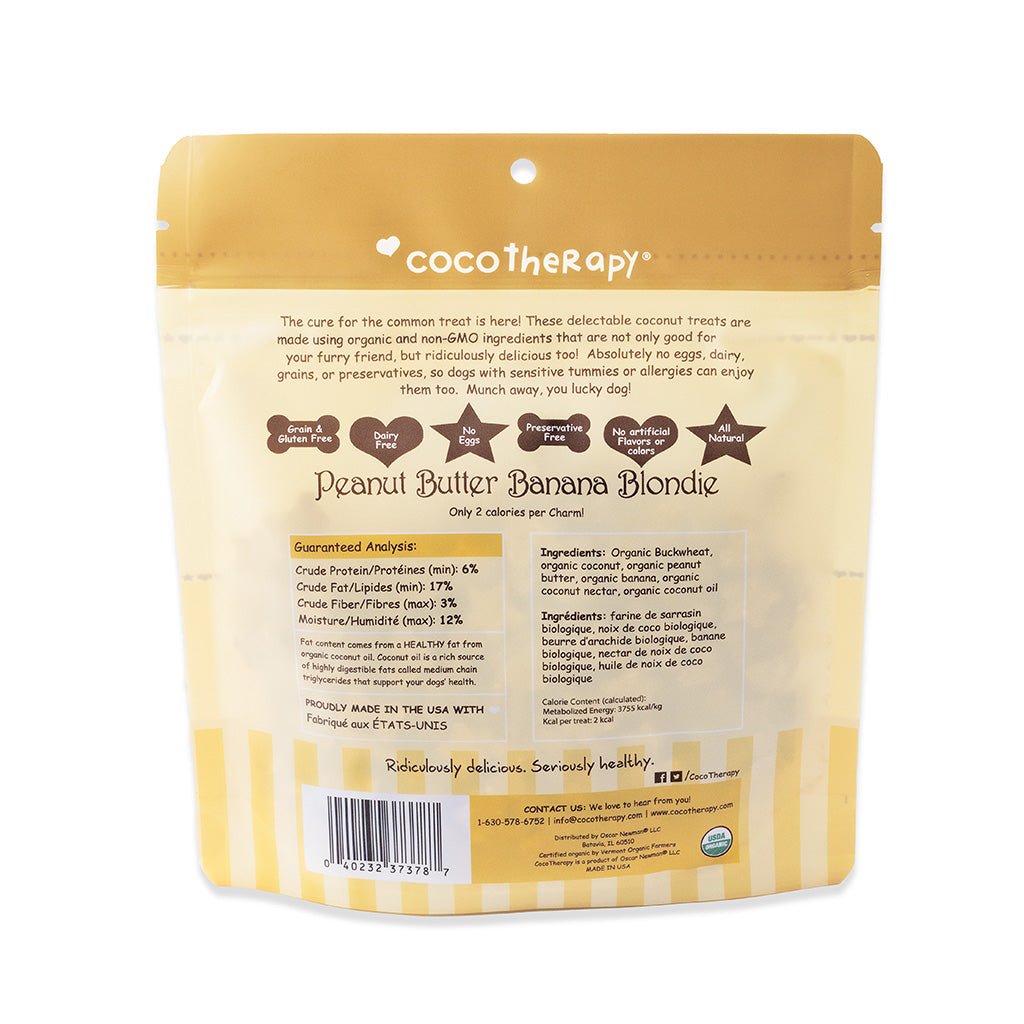 Coco-Charms Training Treats Peanut Butter Banana Blondie - Organic Training Treat for dogs