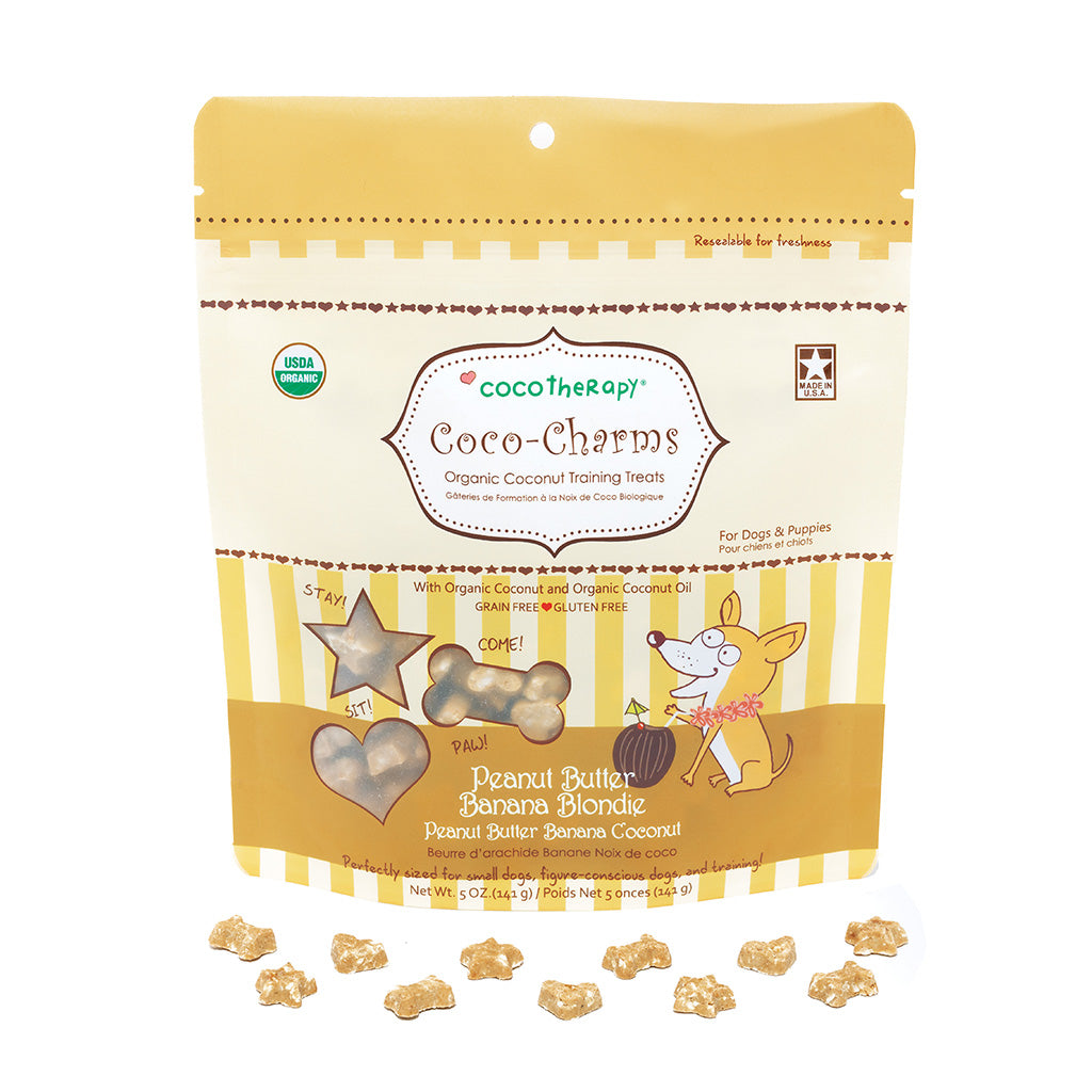 Coco-Charms Training Treats Peanut Butter Banana Blondie - Organic Training Treat for dogs