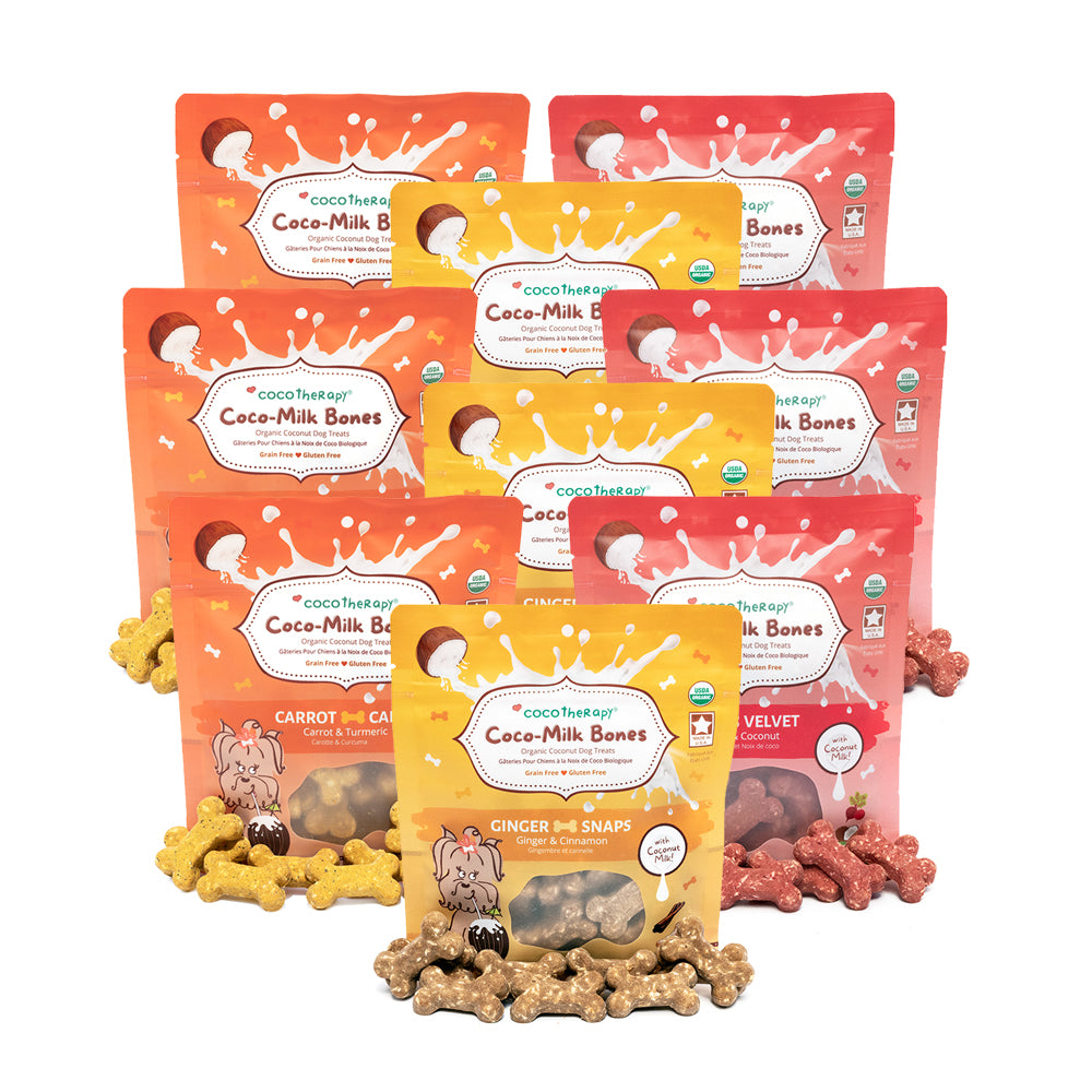 Coco-Milk Bones Triple Treat - Carrot + Red Velvet + Ginger - Organic Coconut Biscuit Treats for dogs