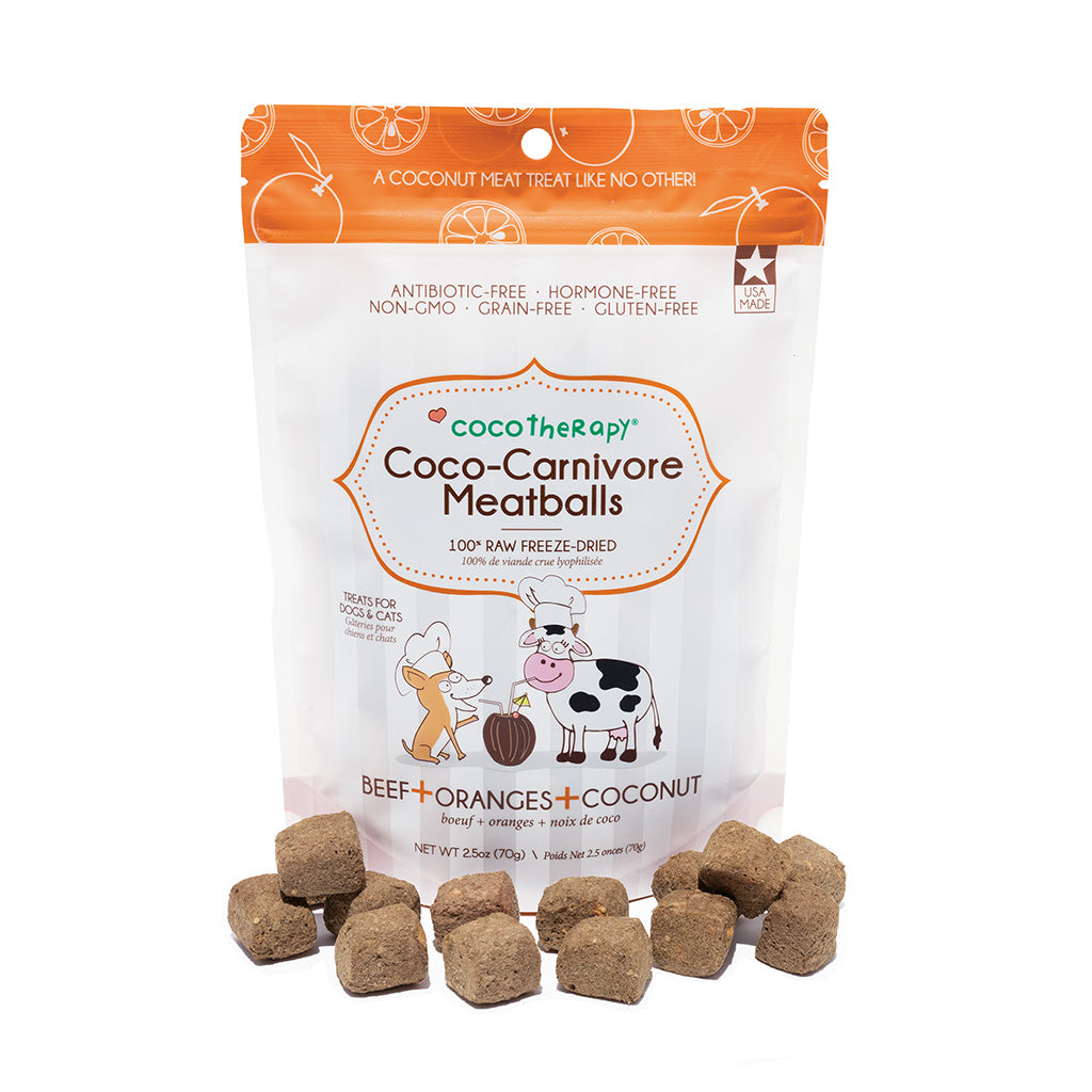 Coco-Carnivore Meatballs Triple Treat - Beef + Chicken + Turkey Combo - Raw Meat Treat for dogs and cats