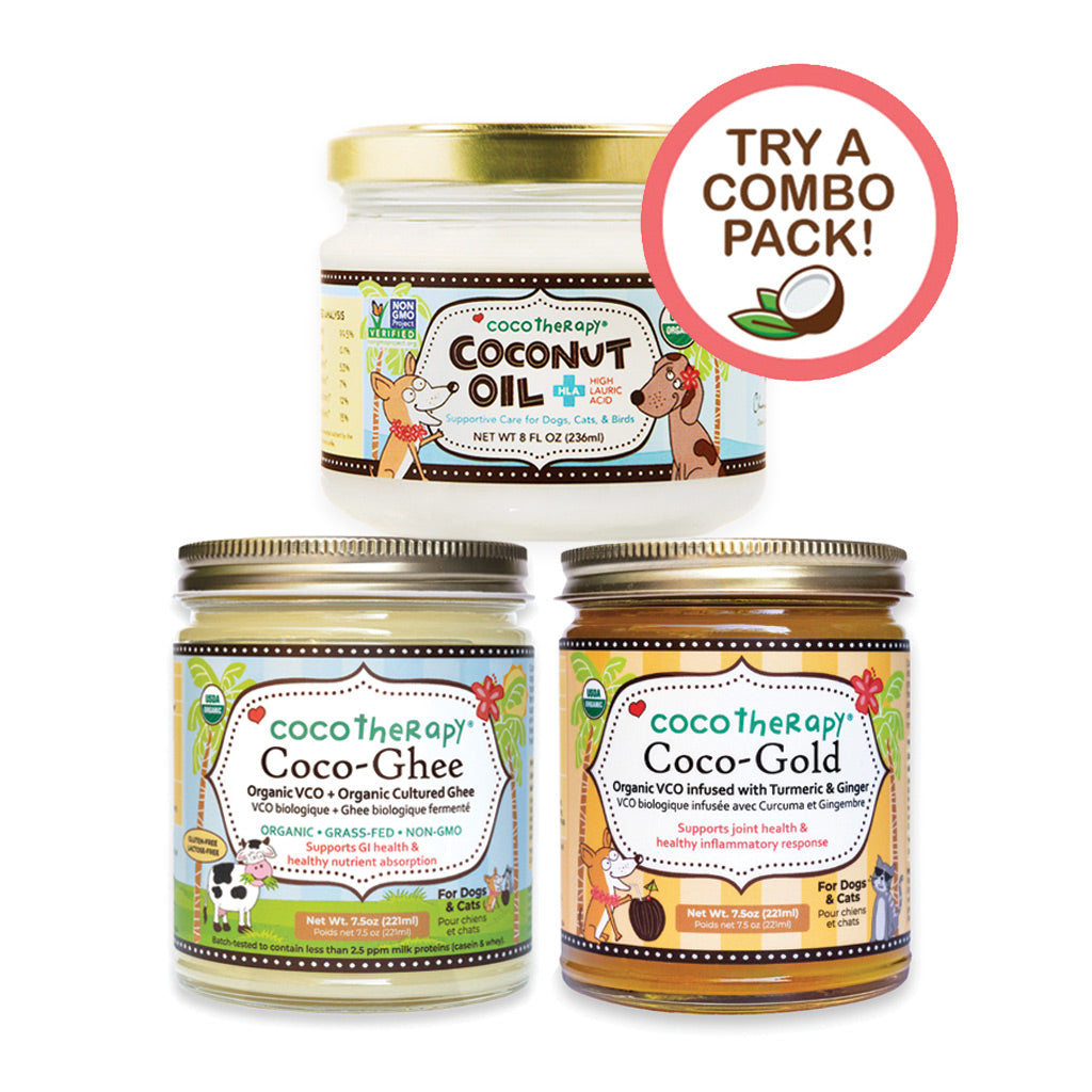 Healthy Animals Super Fats Rotation Combo Pack - Coco-Gold + Coco-Ghee + Virgin Coconut Oil (8 oz.)