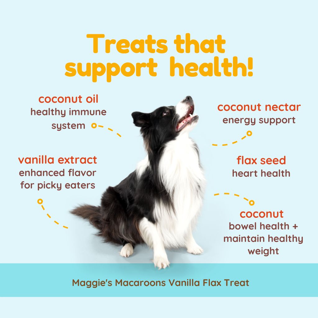Maggie's Macaroons Coconut Vanilla Flax - Organic Coconut Treat for dogs