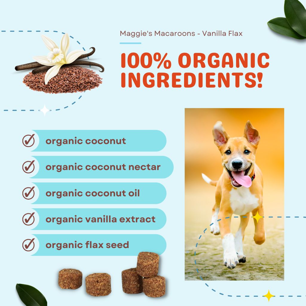 Maggie's Macaroons Coconut Vanilla Flax - Organic Coconut Treat for dogs