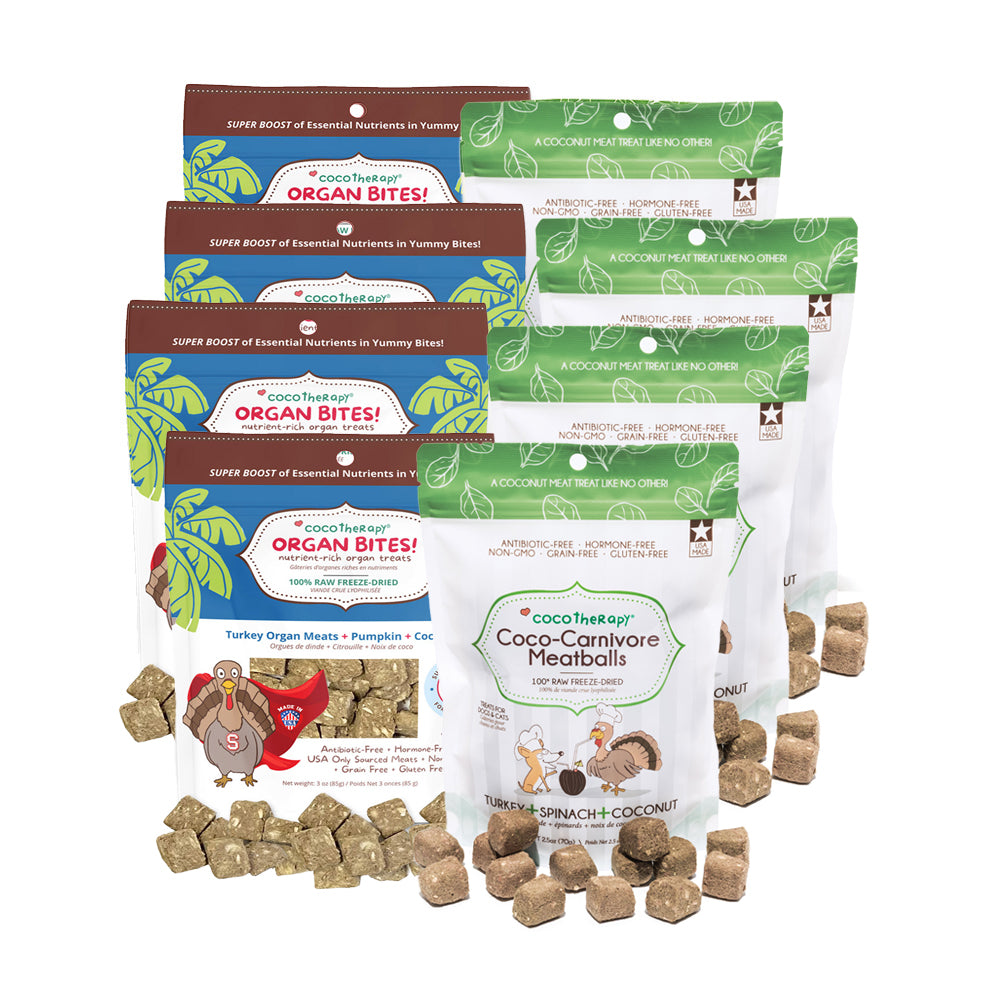 Turkey Lover Combo - Organ Bites! Turkey + Coco-Carnivore Meatballs Turkey