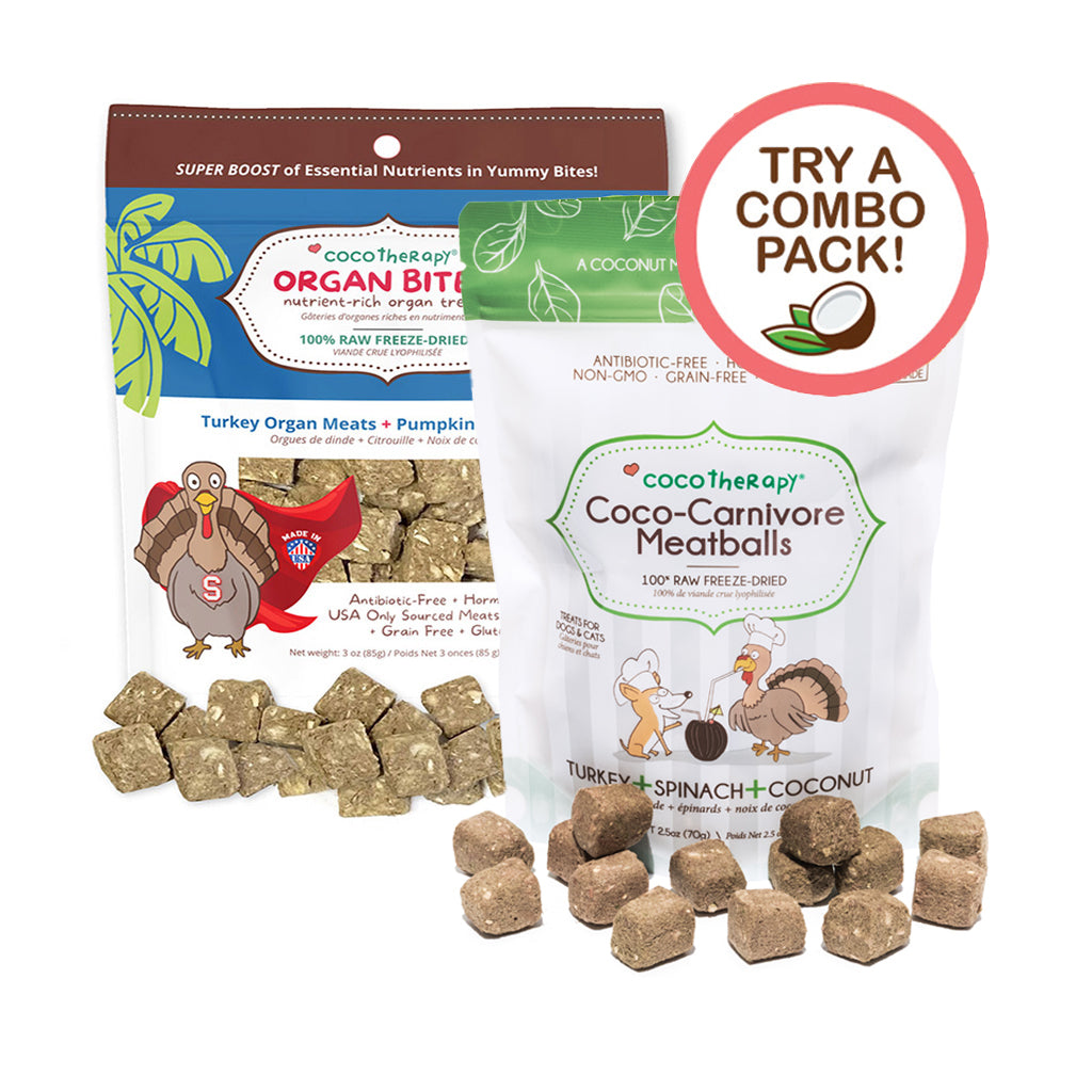 Turkey Lover Combo - Organ Bites! Turkey + Coco-Carnivore Meatballs Turkey