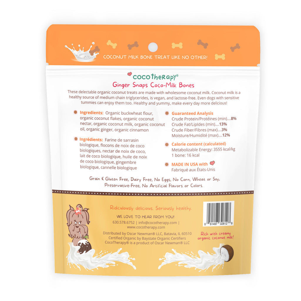 Coco-Milk Bones Ginger Snaps Biscuit - Organic Coconut Treat for dogs