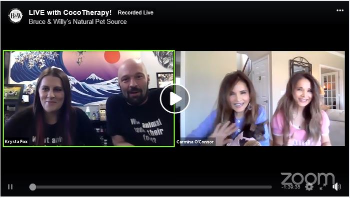 Bruce & Willy's Natural Pet Source: LIVE with CocoTherapy! Interview with Krysta Fox and Jeff DiRe