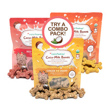 Coco-Milk Bones Triple Treat - Carrot + Red Velvet + Ginger - Organic Coconut Biscuit Treats for dogs