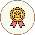 Award ribbon with a dog face
