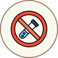 Red prohibition sign over a tube