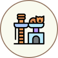 Cat condo with a cat sitting on top