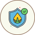 Shield with a leaf and a green checkmark
