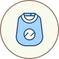 Blue dog shirt with a washing-machine dial symbol