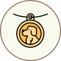 Round pendant with a small dog silhouette