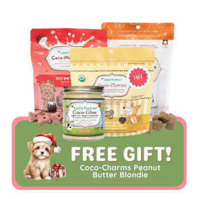 Spoiled Doggie Gift Pack -  Coco-Ghee + Coco-Carnivore Beef Meatballs + Coco-Milk Bones Red Velvet + FREE Coco-Charms Peanut Butter Banana ( $13.10 Value )