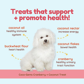 Coco-Gems Training Treats Cranberry + Coconut - Organic Training Treat for dogs