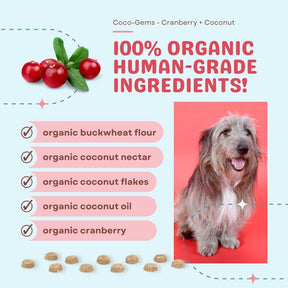 Coco-Gems Training Treats Cranberry + Coconut - Organic Training Treat for dogs