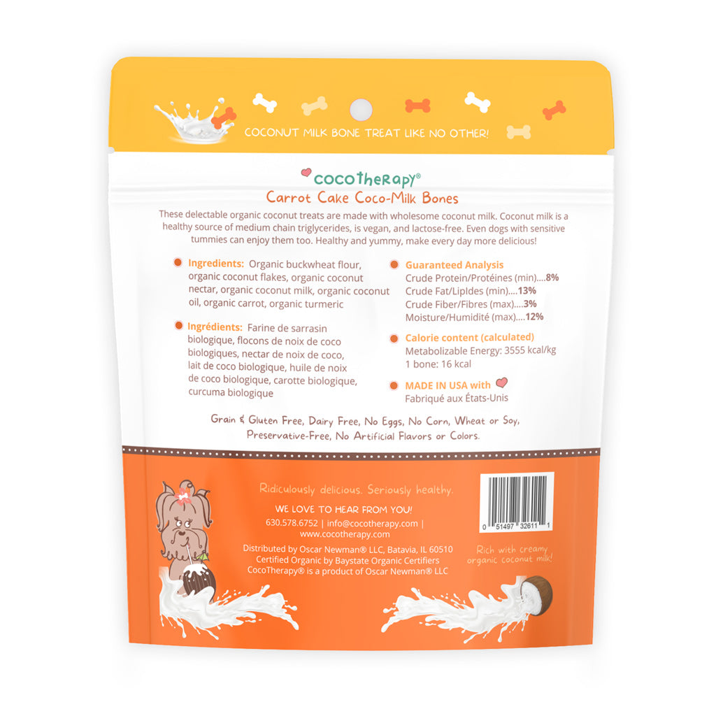 Coco-Milk Bones Carrot Cake Biscuit - Organic Coconut Treat for dogs