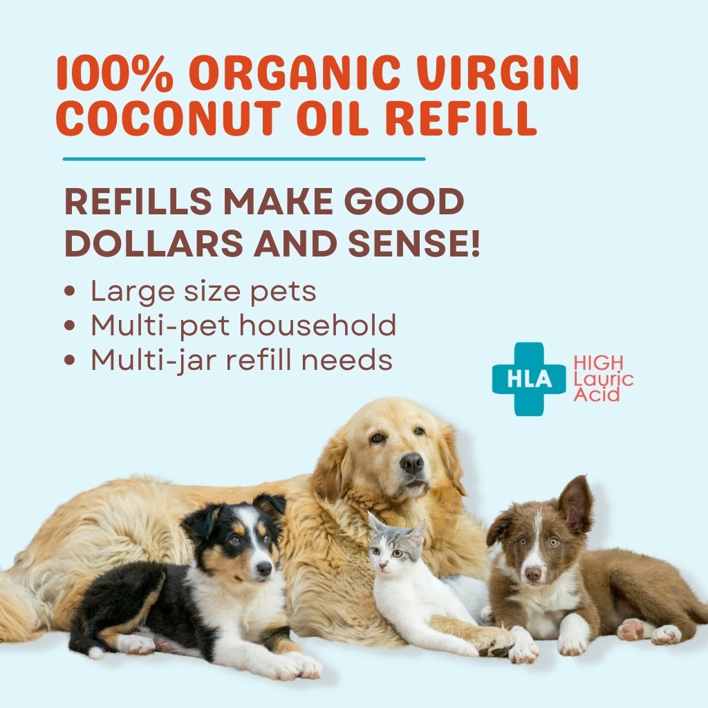 Organic Virgin Coconut Oil Refill Pouch (24 oz) - USDA Certified Organic Coconut Oil for dogs, cats, & birds