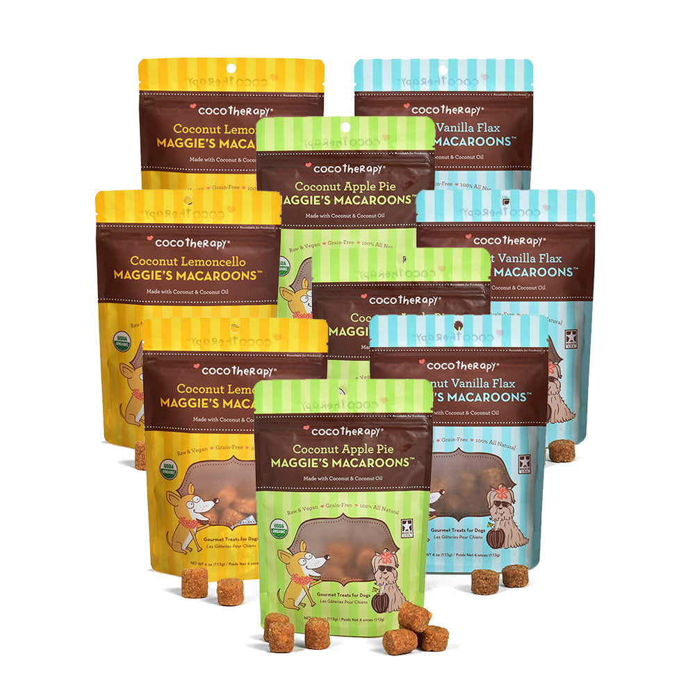 Maggie's Macaroons Triple Treat - Vanilla + Apple + Lemoncello - Organic Coconut Treat for dogs
