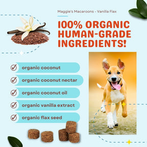 Maggie's Macaroons Coconut Vanilla Flax - Organic Coconut Treat for dogs