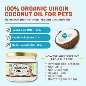 Virgin Coconut Oil (8oz) - USDA Certified Organic Coconut Oil for dogs, cats, & birds