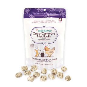 Coco-Carnivore Meatballs Triple Treat - Beef + Chicken + Turkey Combo - Raw Meat Treat for dogs and cats